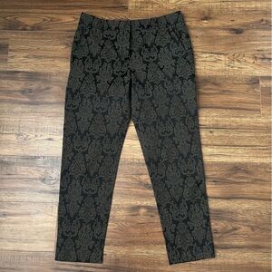 Judith & Charles Black Floral Jacquard Slim Ankle Trousers‎ Women 8 Minimalist